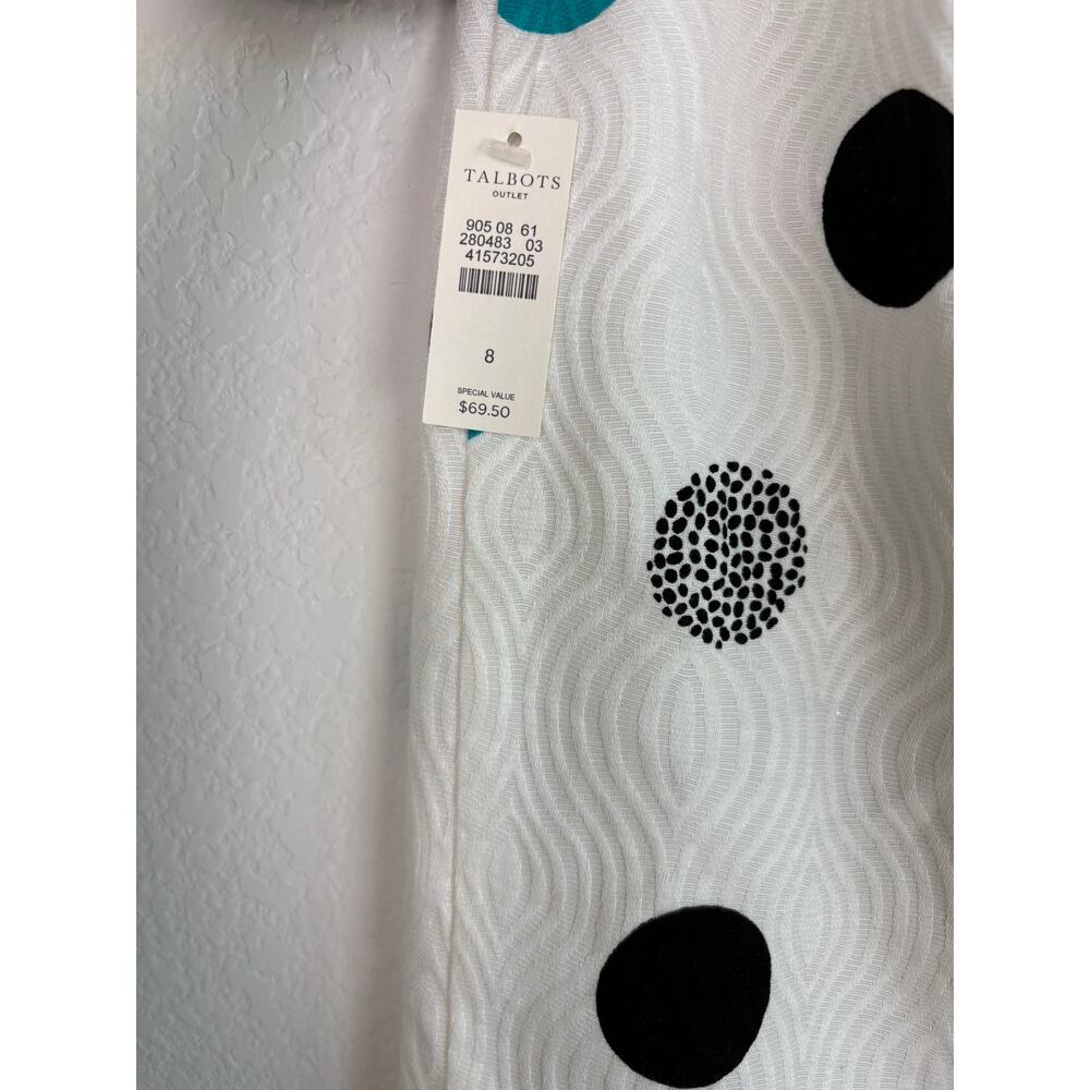 Talbots Pencil Knee Length White Green Polka Dot Skirt Sz 8 Cotton Old Money - Picture 3 of 10